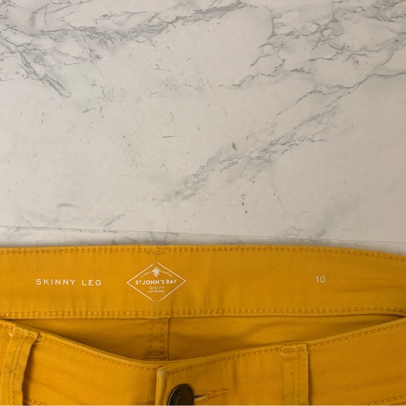 St Johns Jeans Pants Bay Size 10 Skinny Leg Mustard Yellow Denim High Waist - Picture 5 of 6